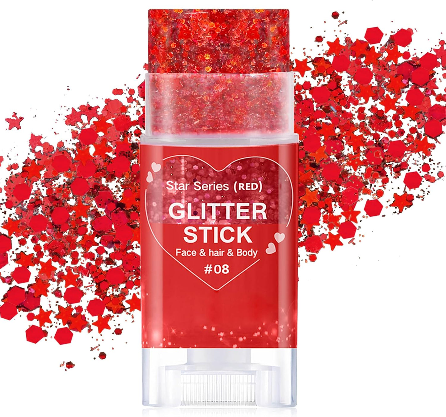 Patriotic Red Blue Silver Glitter Stick