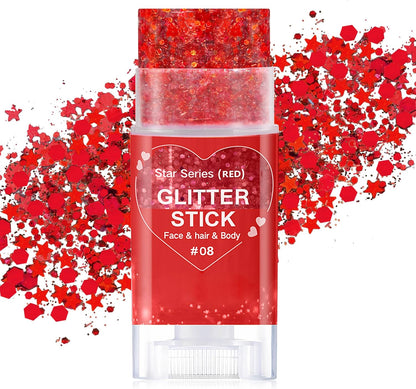 Patriotic Red Blue Silver Glitter Stick