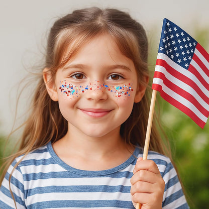 Patriotic Red Blue Silver Glitter Stick